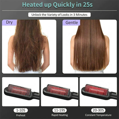 2-in-1 Hair Straightener and Curling Iron Electric Hair Brush