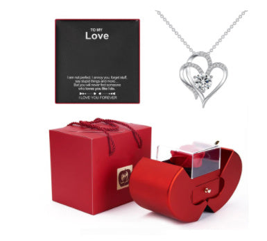 Fashion Jewellery Box Red Apple valentines Gift Necklace Eternal Rose For Girls