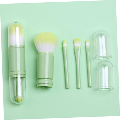 1 Set Telescopic Makeup Brush Multitools Green Suits Face Powder Brush Travel Kit for Women Eyebrow Girls Suit Dresser Tool Cosmetic Brush Artificial Fiber Portable