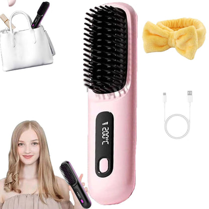 2-in-1 Wireless Hair Straightener Brush