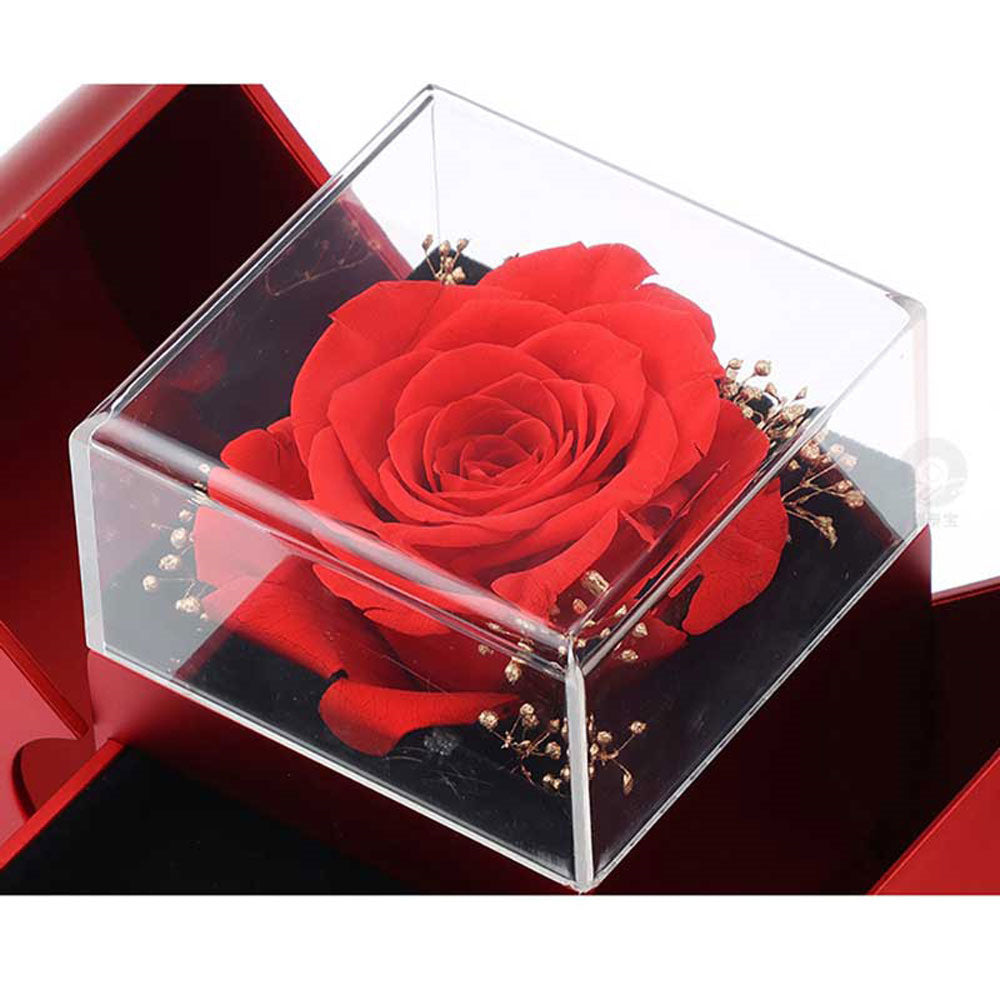 Fashion Jewellery Box Red Apple valentines Gift Necklace Eternal Rose For Girls