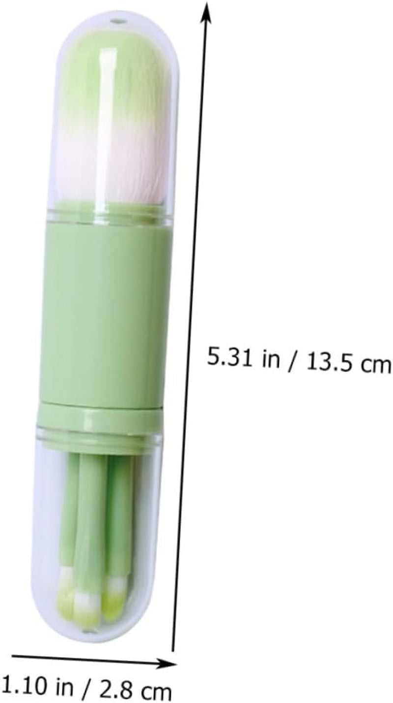 1 Set Telescopic Makeup Brush Multitools Green Suits Face Powder Brush Travel Kit for Women Eyebrow Girls Suit Dresser Tool Cosmetic Brush Artificial Fiber Portable