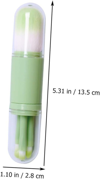 1 Set Telescopic Makeup Brush Multitools Green Suits Face Powder Brush Travel Kit for Women Eyebrow Girls Suit Dresser Tool Cosmetic Brush Artificial Fiber Portable