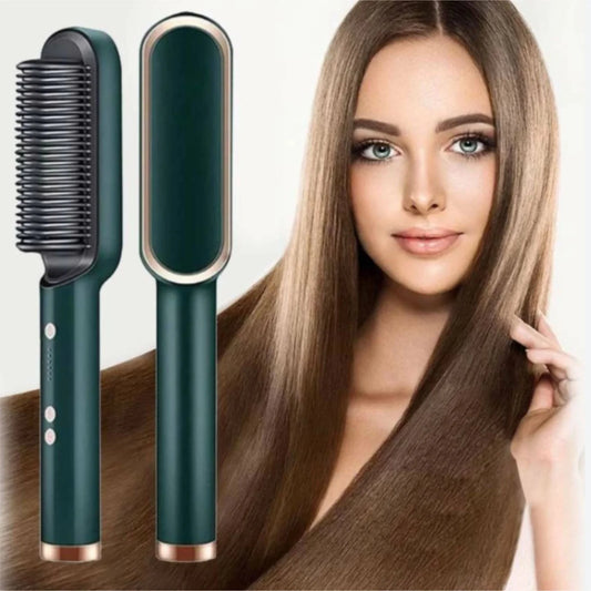 2-in-1 Hair Straightener and Curling Iron Electric Hair Brush