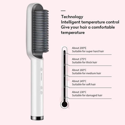 2-in-1 Hair Straightener and Curling Iron Electric Hair Brush