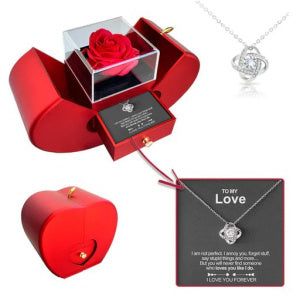 Fashion Jewellery Box Red Apple valentines Gift Necklace Eternal Rose For Girls