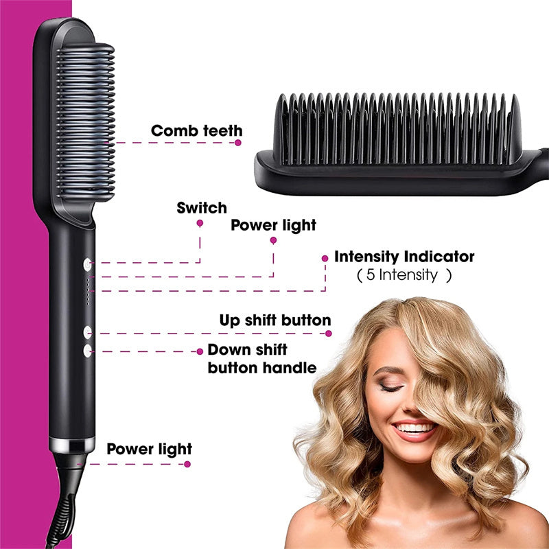 2-in-1 Hair Straightener and Curling Iron Electric Hair Brush