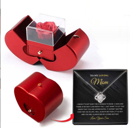 Fashion Jewellery Box Red Apple valentines Gift Necklace Eternal Rose For Girls